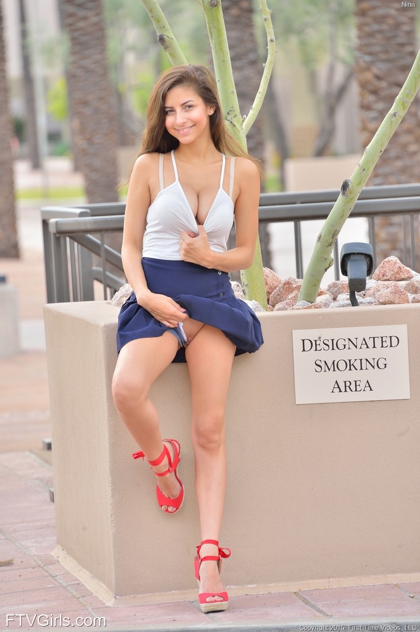 American teen Nina strips in public and shows her incredible body