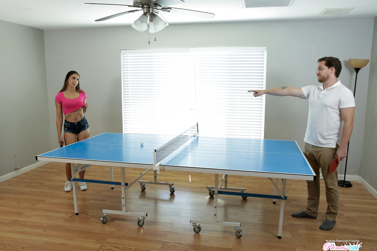 Latina girl Angelica Cruz plays table tennis during sex with her stepbrother