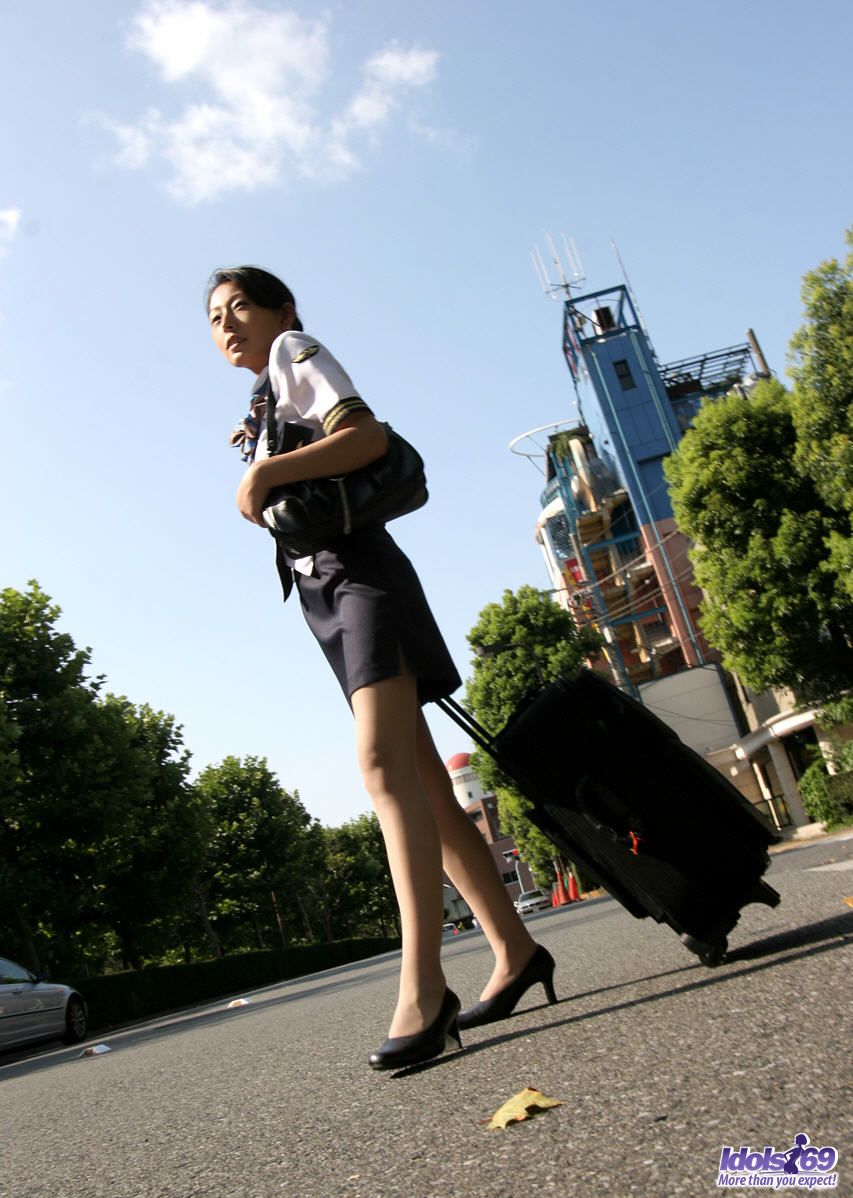 Japanese flight attendant Shiho disrobes to thong underwear after an excursion