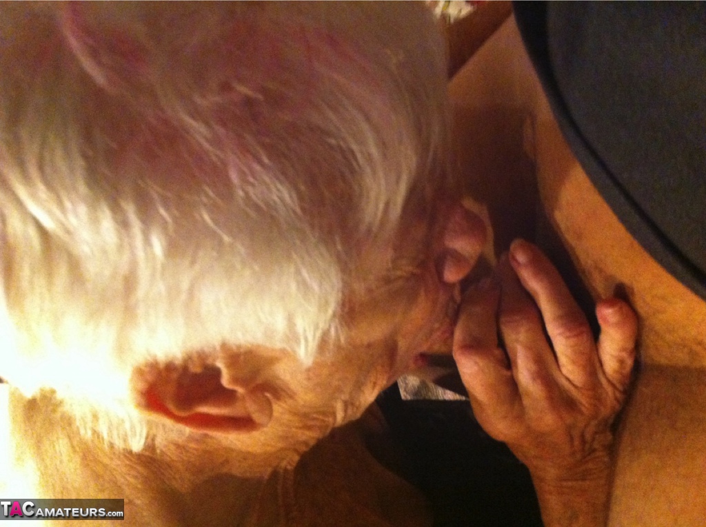 Really old granny shows off her cock sucking skills from a POV perspective