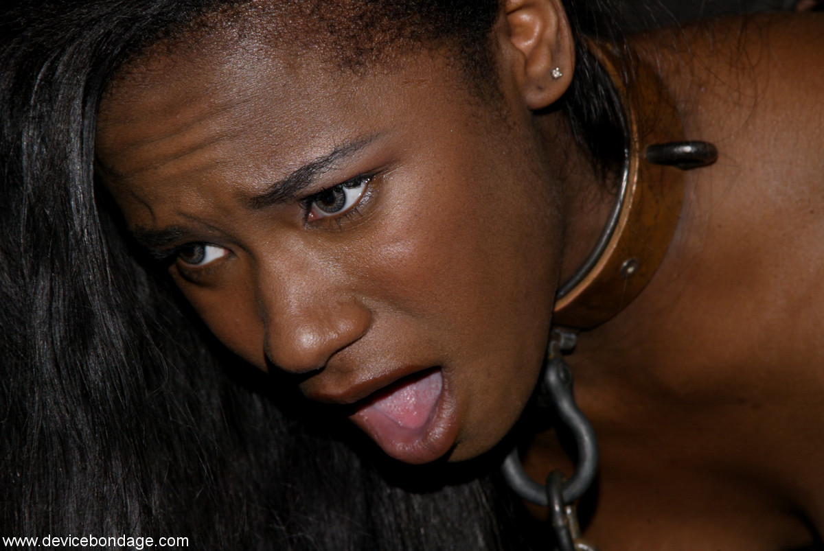 Ebony with a big ass Hailey Young gets abused after getting her neck chained